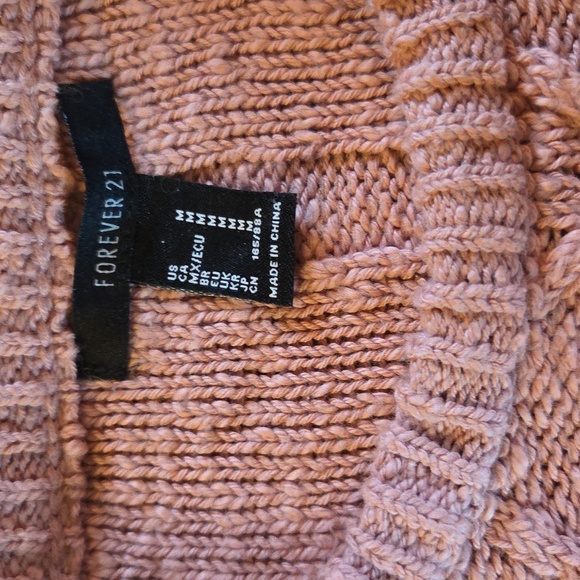 Forever 21 Pink Cable Knit Crew Neck Sweater - Picture 2 of 3